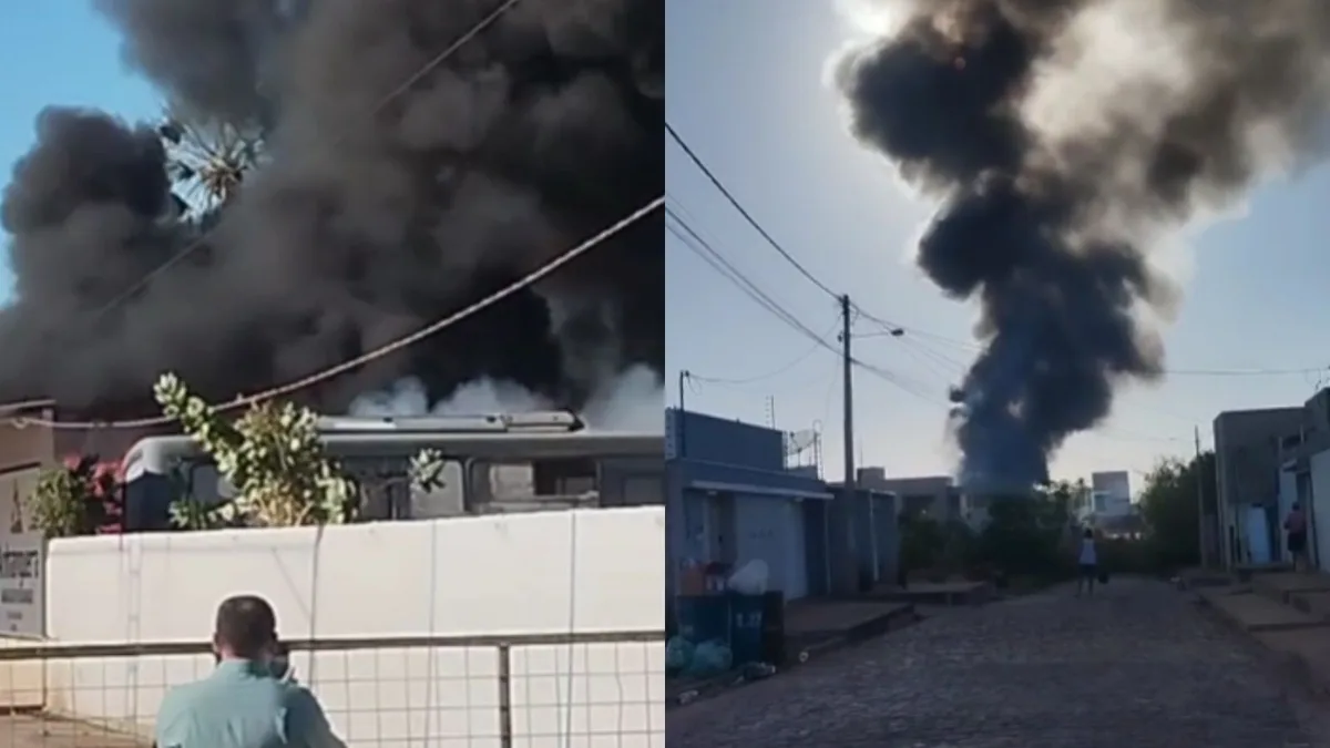 VÍDEO: Incêndio atinge garagem com ônibus em Picos, no Sul do Piauí