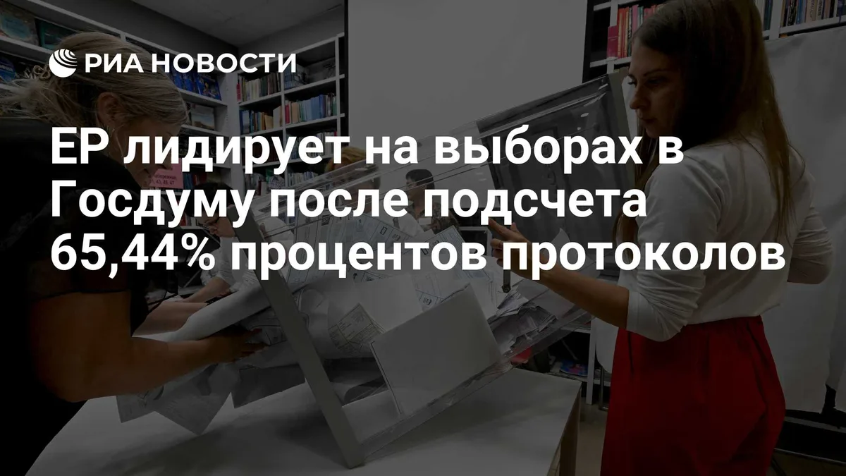ЕР лидирует на выборах в Госдуму после подсчета 65,44% процентов протоколов