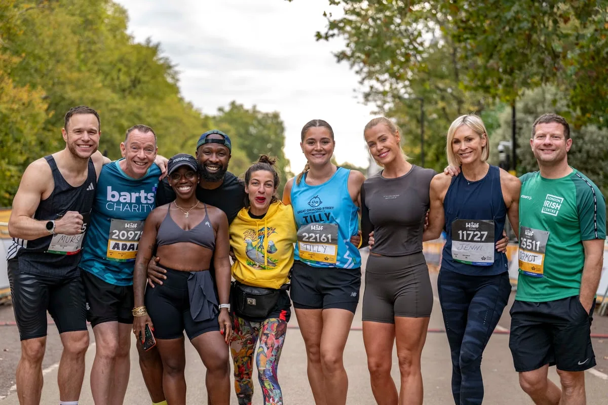 Which celebrities took part in the Royal Parks Half Marathon and what were their times?