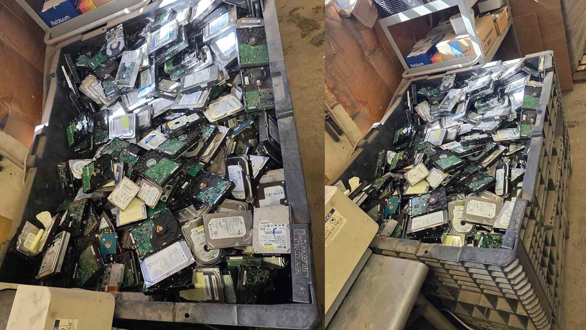 Funcionário mostra o “cemitério de HDs” do seu trabalho e revela o que acontece com os discos descartados