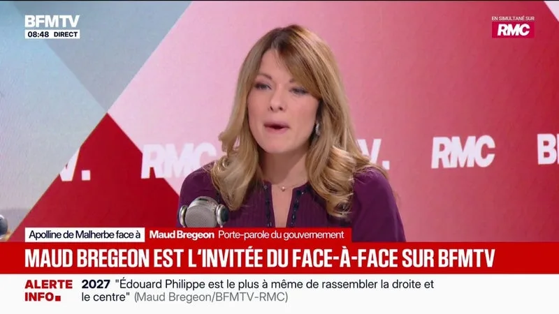 Présidentielle: Maud Bregeon, porte parole du gouvernement, appelle "l'ensemble des responsables politiques de la droite et du centre" incluant "Gabriel Attal et Bruno Retailleau" à "se rassembler derrière Édouard Philippe"