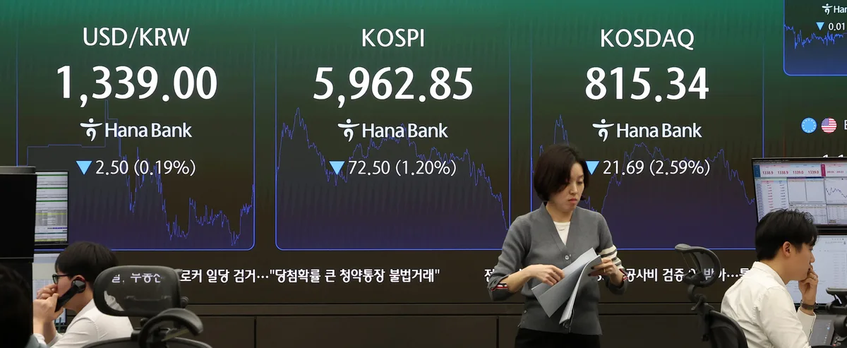 상승 출발했던 코스피 하락 마감...장중 6000선 붕괴도