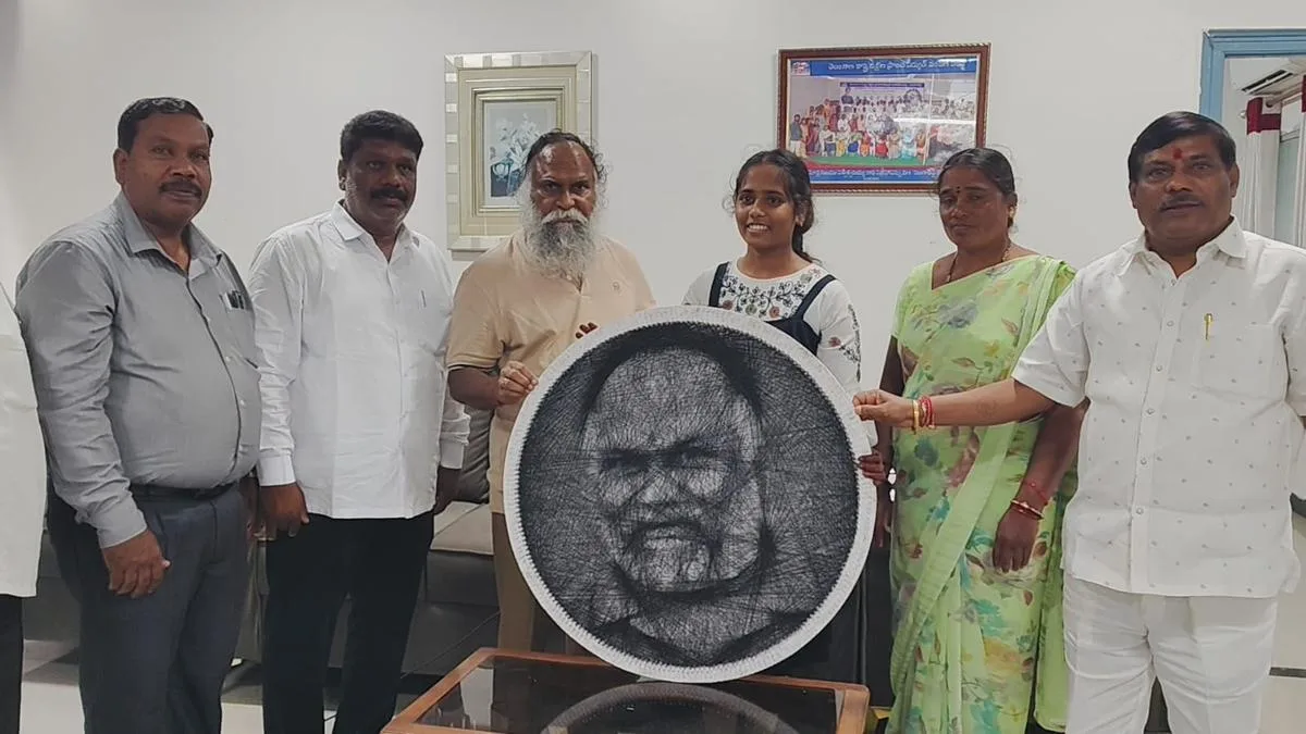 Student gifts thread-art portrait to Jagga Reddy, seeks help to resume studies