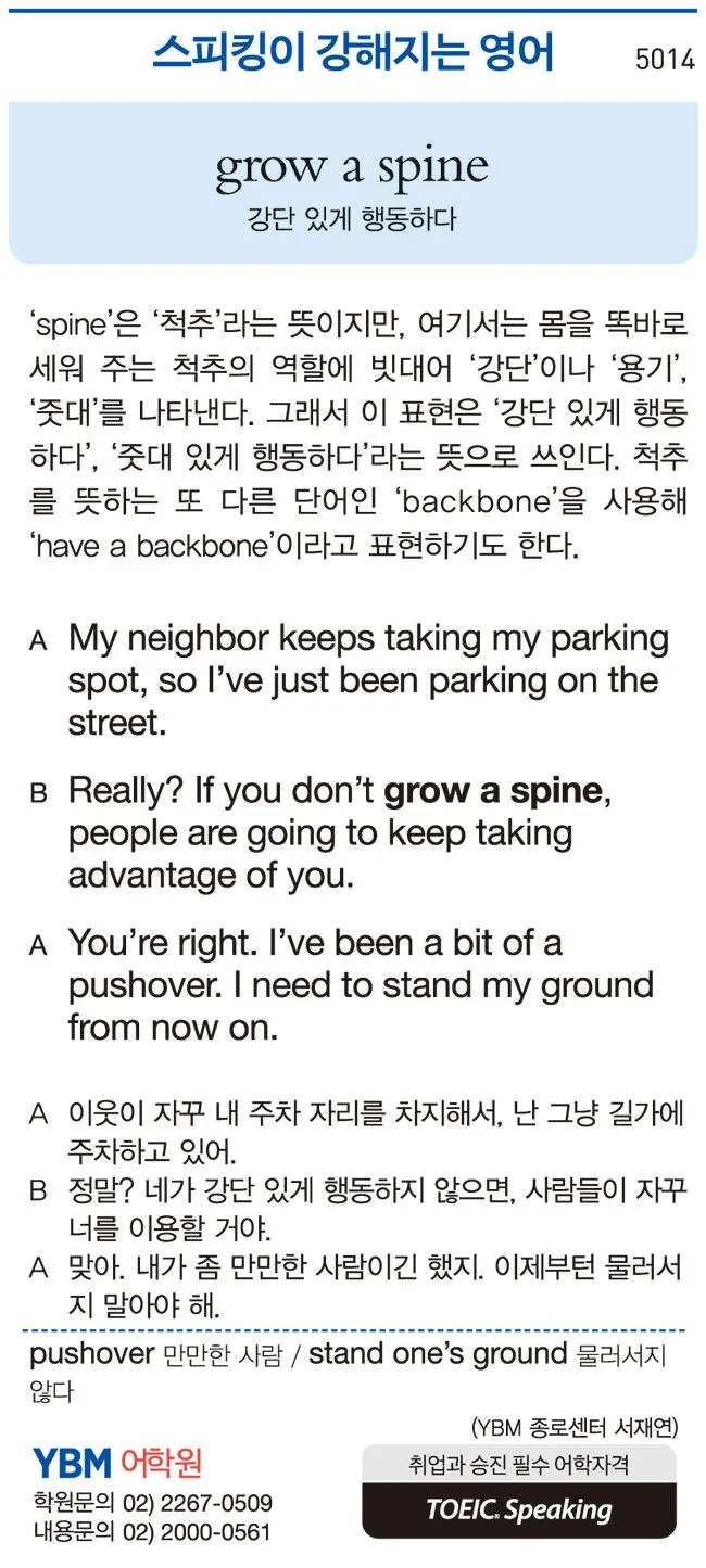 [스피킹이 강해지는 영어] grow a spine