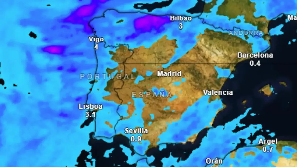 Hasta 10 ºC menos en 24 horas: una masa de aire frío desplomará los termómetros en España el jueves y dejará tormentas fuertes