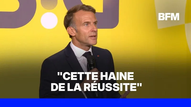 Face aux entrepreneurs, Emmanuel Macron estime que l'on "voit revenir la haine de la réussite"