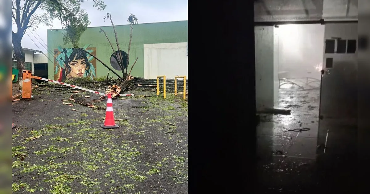 Unespar de Apucarana terá aulas remotas após danos causados por temporal; vídeos mostram estragos