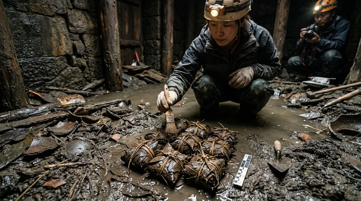 Grãos embrulhados em folhas ficaram 2.200 anos dentro de uma tumba chinesa e podem representar um ancestral ritual do zongzi moderno