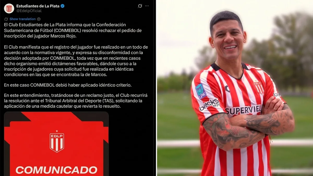 Estudiantes de La Plata confirmó que Marcos Rojo no podrá jugar la Copa Libertadores: el comunicado