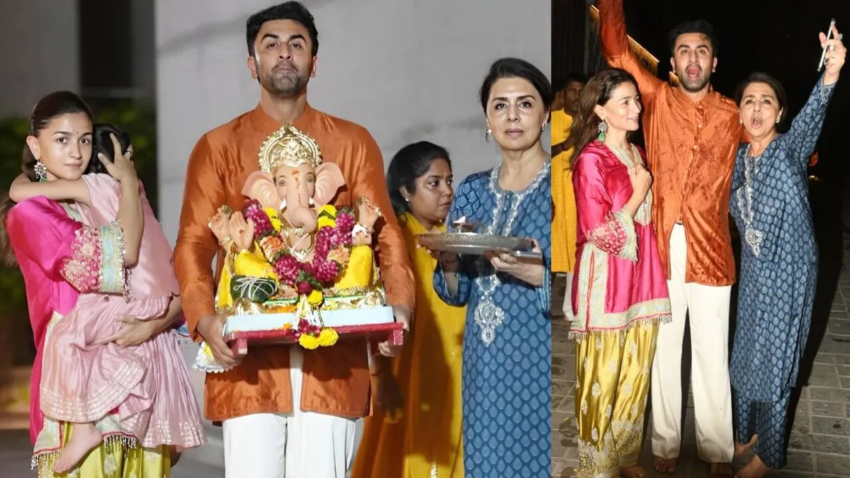 Ranbir, Alia, Neetu perform Ganpati Visarjan, hide Raha's face: PICS inside
