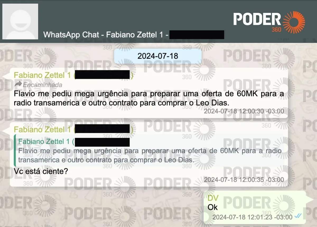 Zettel discute oferta pela rádio “Transamérica” com Vorcaro