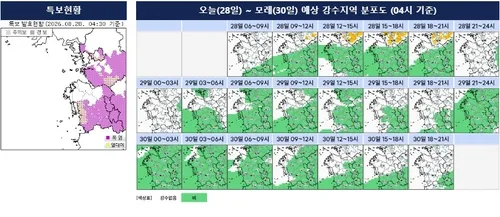 대전·세종·충남 10∼70㎜ 비…낮 기온 30∼32도