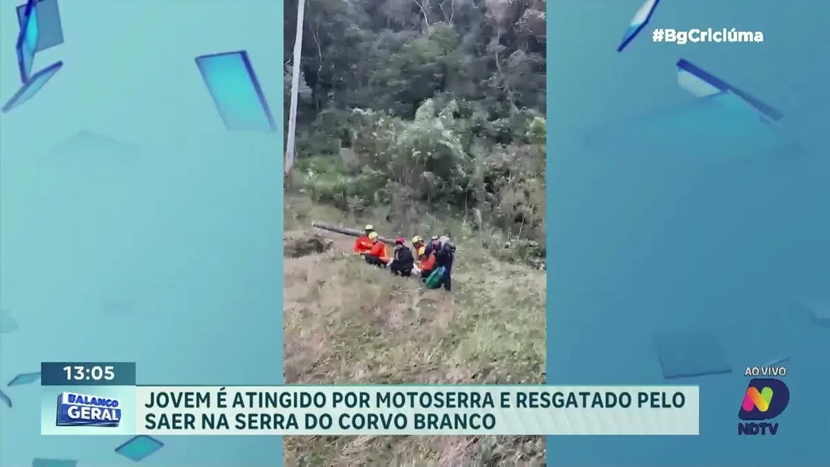 Jovem é atingido por motosserra e resgatado pelo Saer em SC