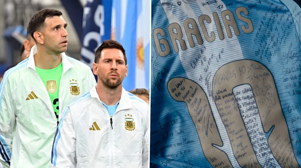 El emocionante mensaje de Dibu Martínez a Lionel Messi en una camiseta firmada tras su despedida de la selección argentina