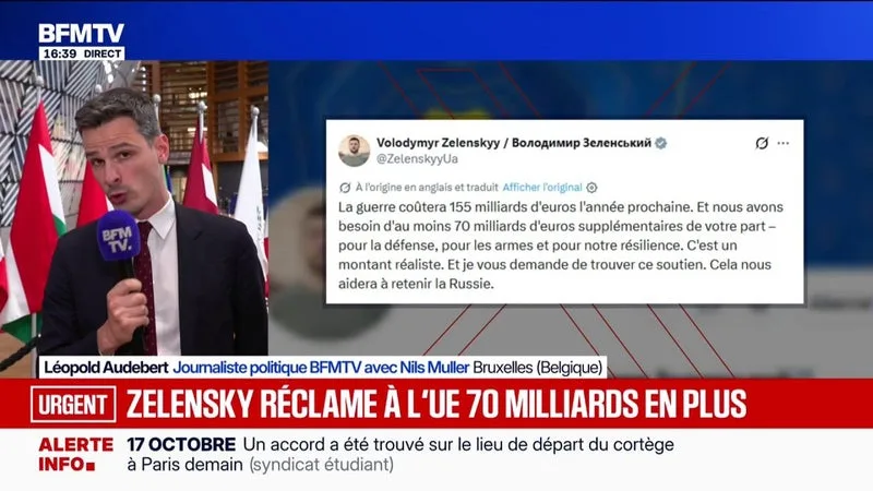 Guerre en Ukraine: Volodymyr Zelensky réclame 70 milliards d'euros de plus à l'Union européenne, Marine Le Pen estime que la France n'a "plus les moyens"