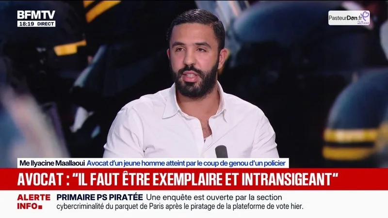 Coup de genou d'un policier au visage d'un jeune manifestant: pour Ilyacine Maallaoui, avocat du jeune homme, ce coup "est inadmissible et inacceptable"