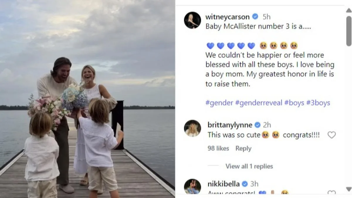 Witney Carson discovers sex of 3rd baby with husband Carson McAllister