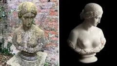 Rare marble sculpture mistaken for garden ornament