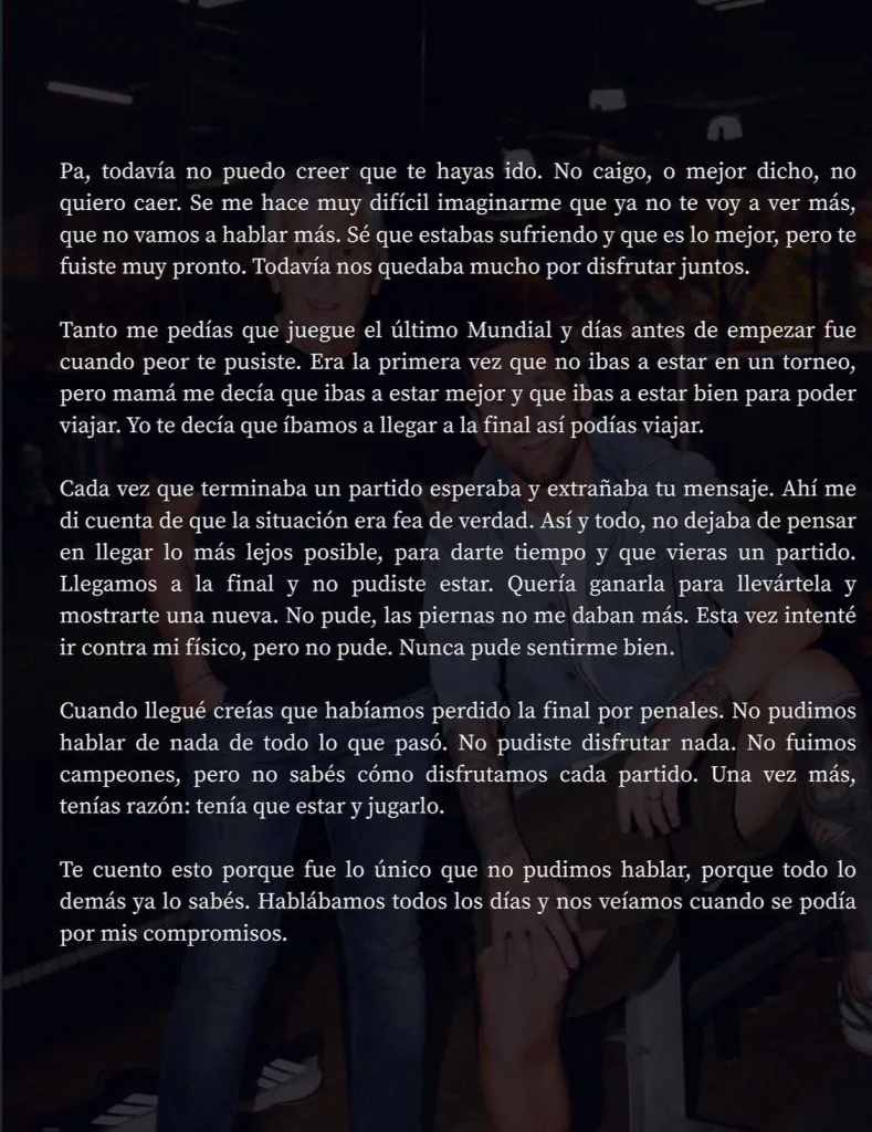 “Um abraço enorme para você”: CR7 se solidariza em post de Messi para o pai