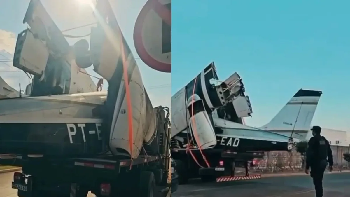 VÍDEO: avião é encontrado desmontado em caminhão e 4 homens são presos por suspeita de roubo em MT