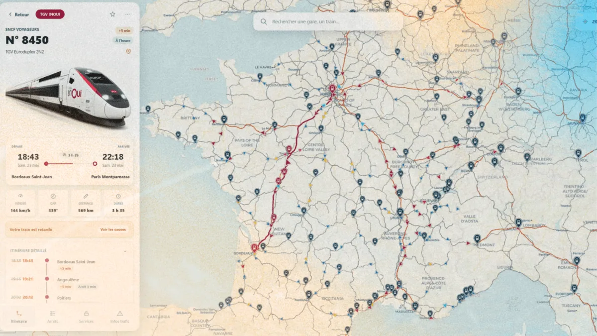 Cette nouvelle carte gratuite permet de suivre les trains qui circulent en France