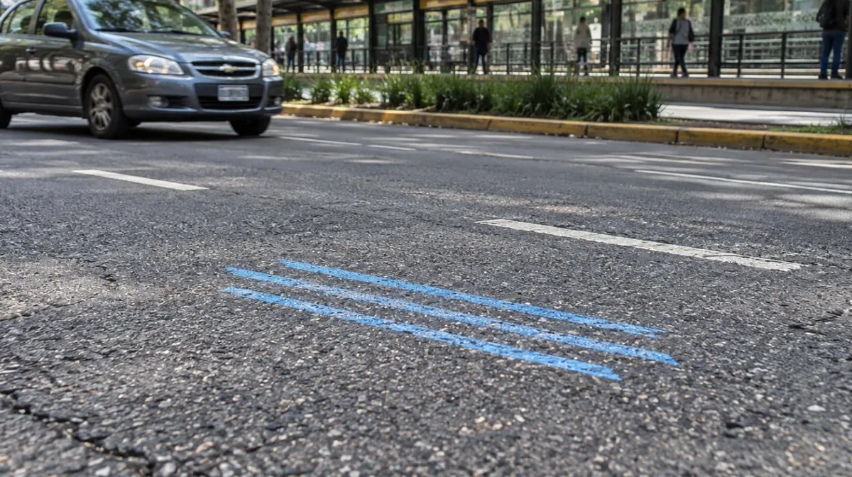 Qué significan las líneas azules que aparecen en algunas calles de Buenos Aires y para qué sirve