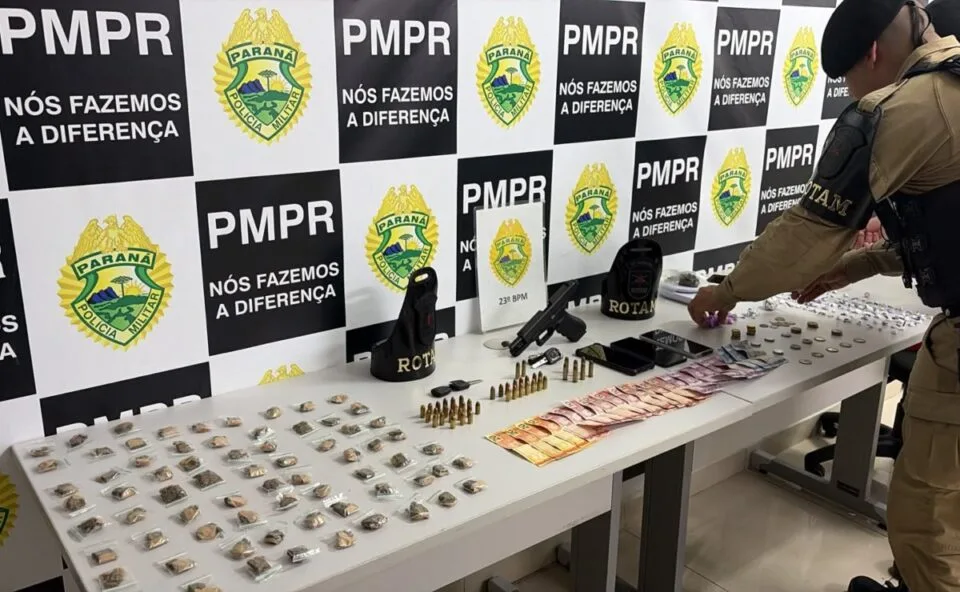 Dinheiro, maconha e pistola! Traficante é preso pela ROTAM durante abordagem na CIC