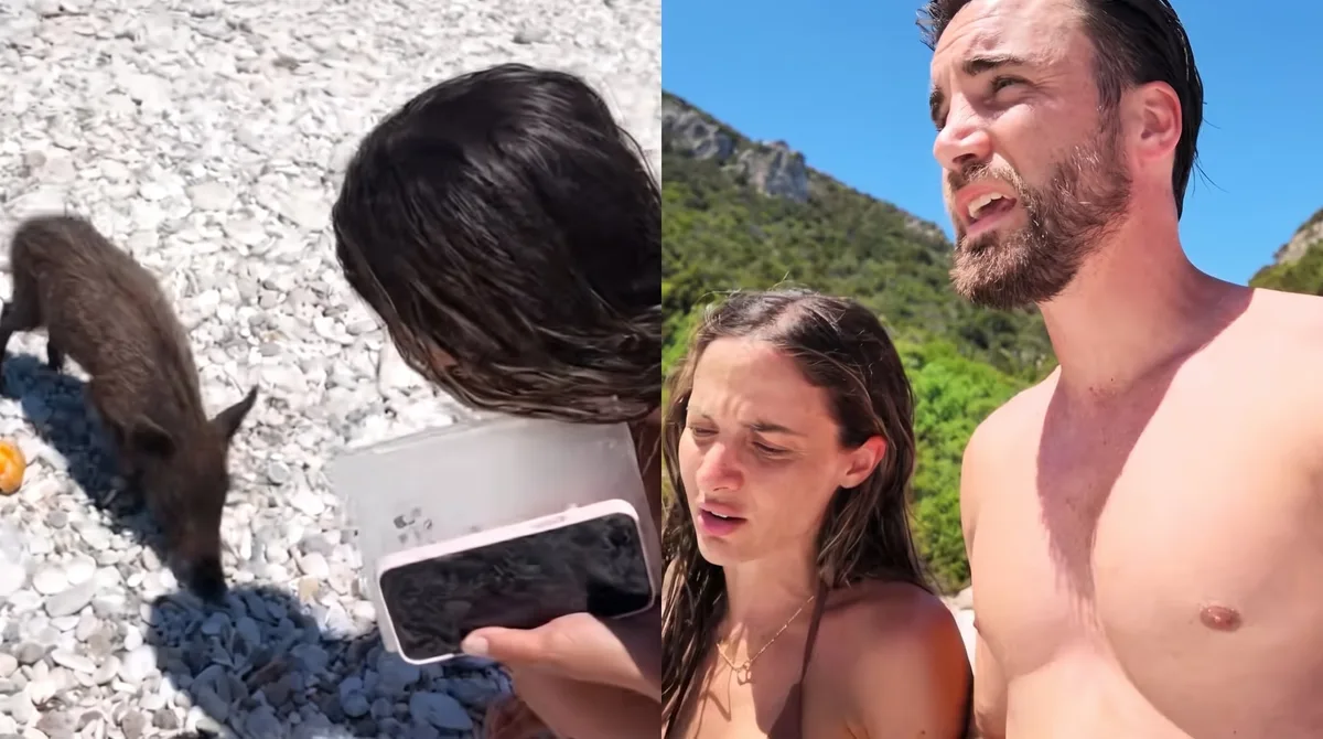 El gracioso momento que vivió Nicolás Tagliafico y su pareja Caro Calvagni con cerdos salvajes en sus vacaciones: “¡Me mordió!”