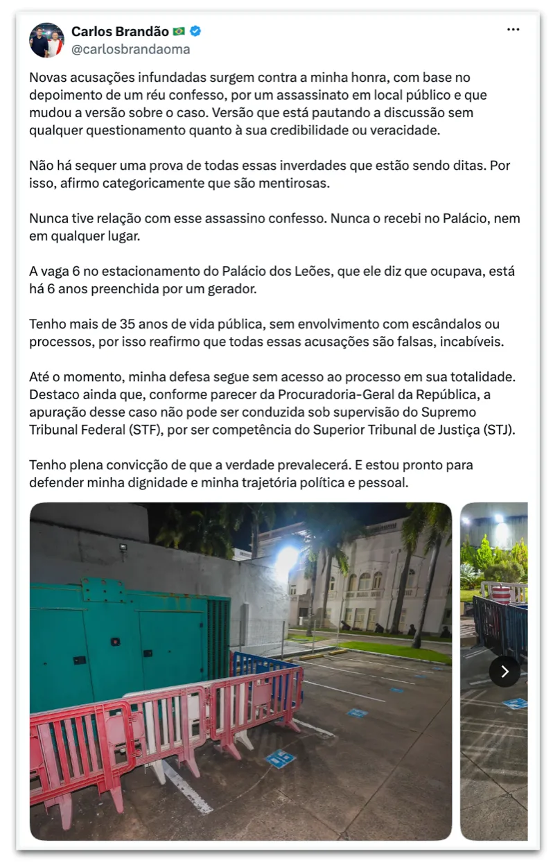 Governador do Maranhão nega relação com assassino do caso Tech Office