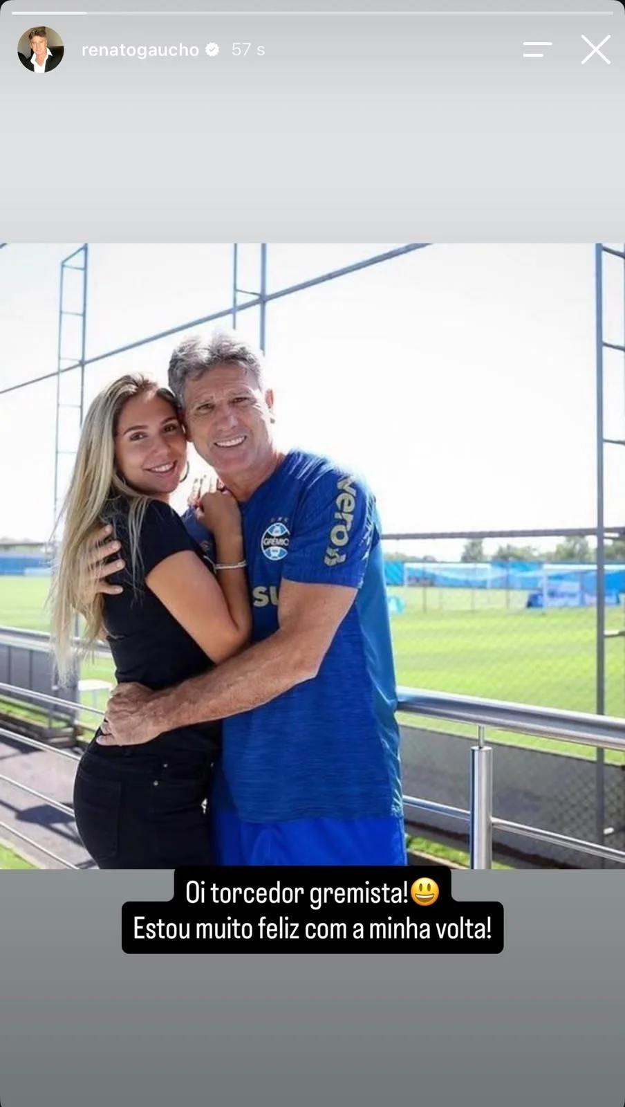 Filha de Renato posta acerto com o Grêmio e apaga: "Podem fingir surpresa depois?"