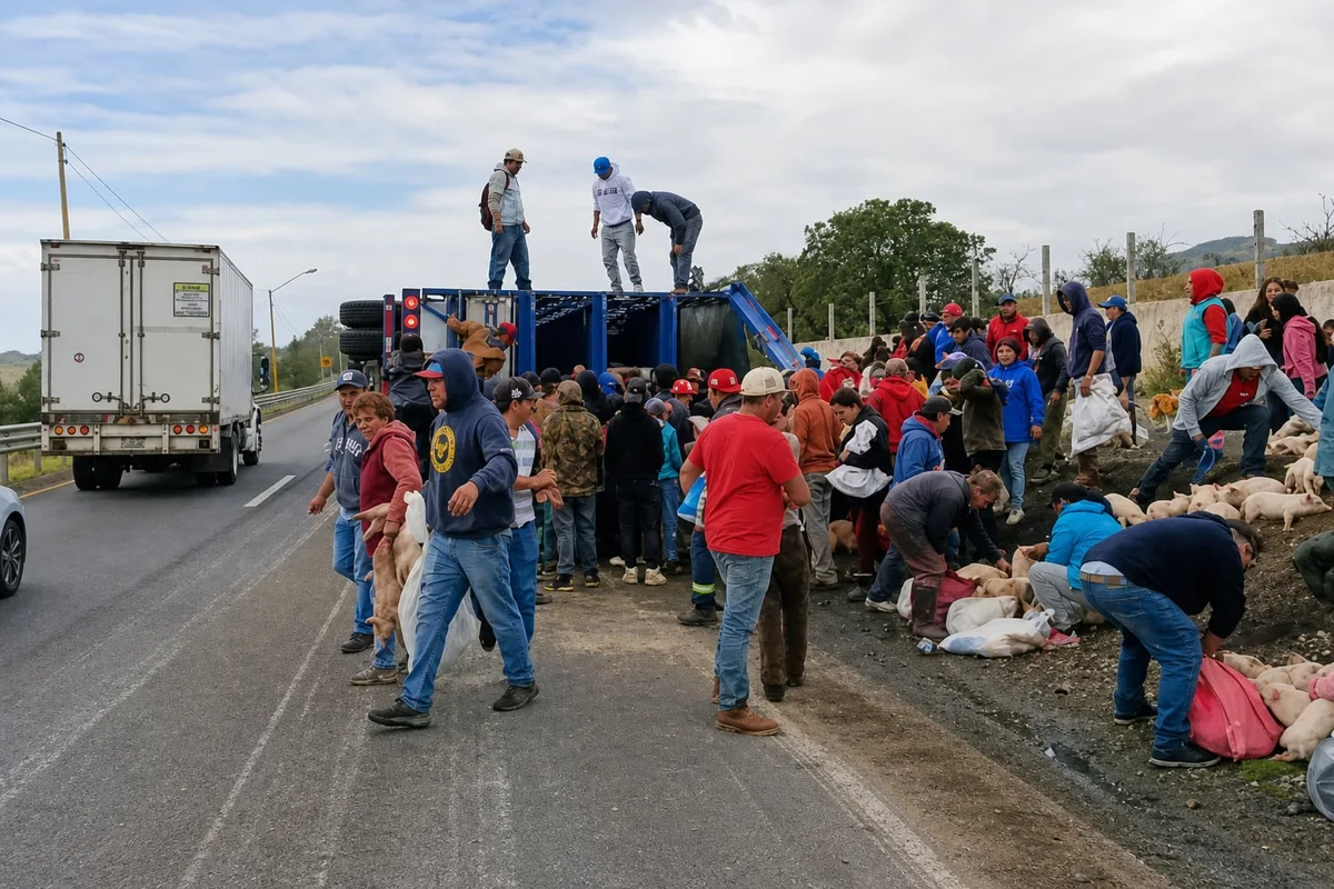 Rapiña tras accidentes en carreteras: qué castigo enfrenta quien roba mercancía en México