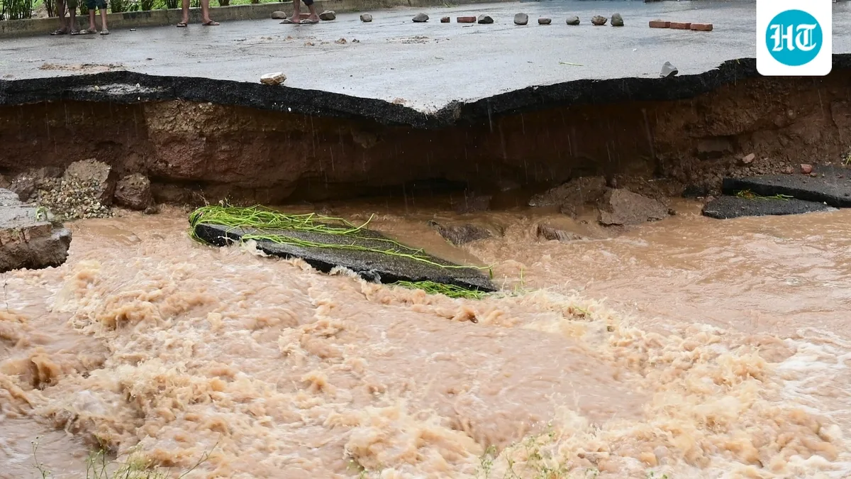 Gurugram’s rain woes: IFFCO Chowk road caves in, dry taps, flood water recedes slowly