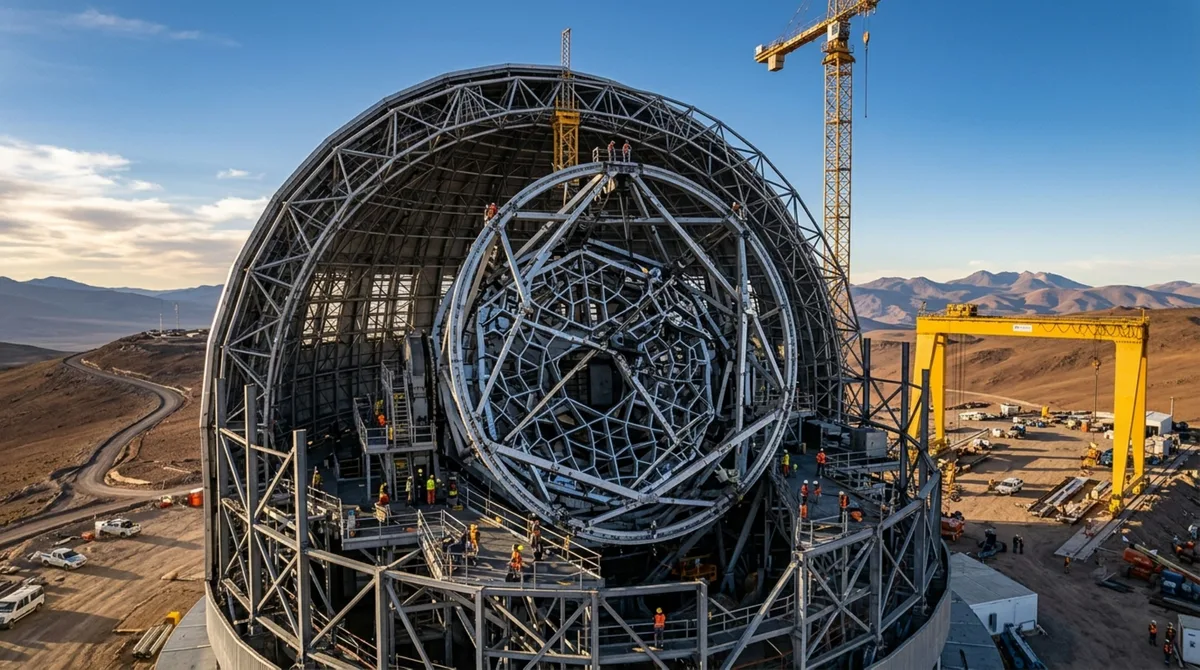 O megatelescópio de 39 metros com 798 espelhos que está sendo erguido no topo de uma montanha isolada no Atacama
