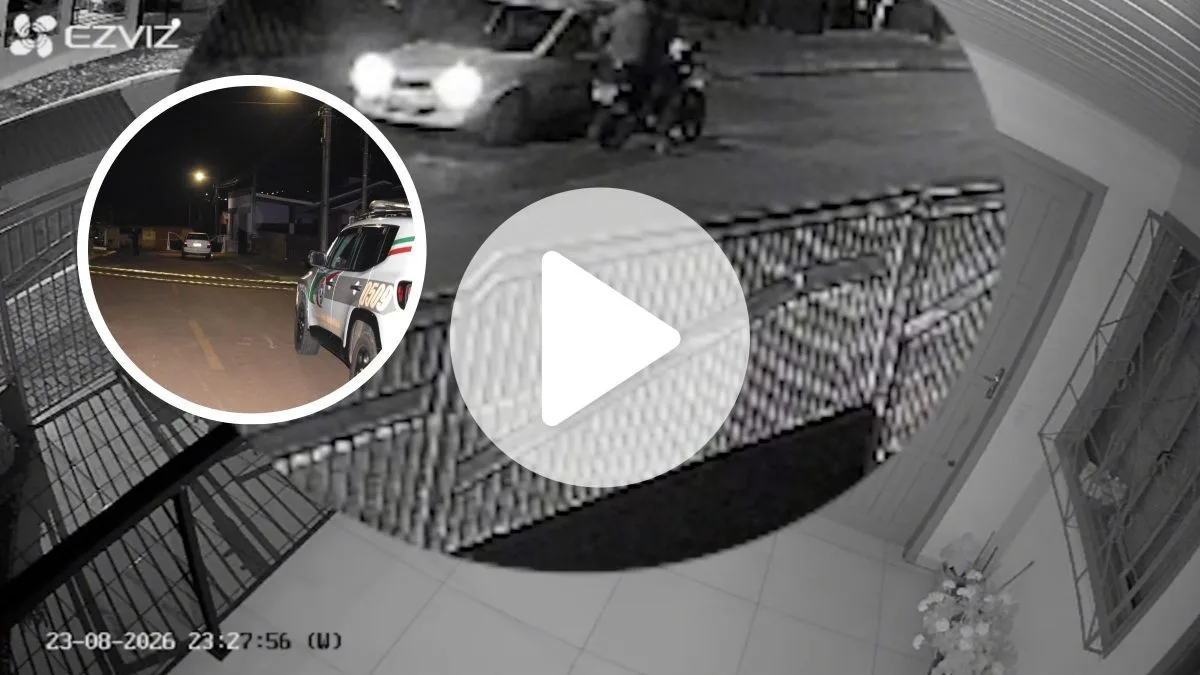 Vídeo revela momento em que dupla de moto se aproxima de carro e executa homem com três tiros em Chapecó