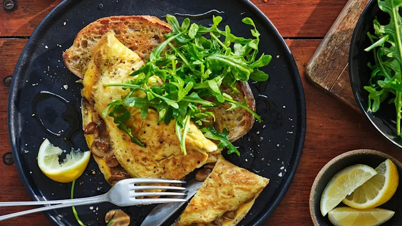 Adam Liaw’s mushroom omelette