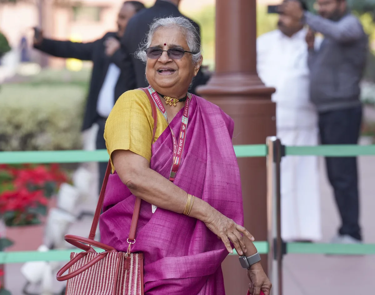 Sudha Murty visits Barabar Caves, bats for Unesco World Heritage status