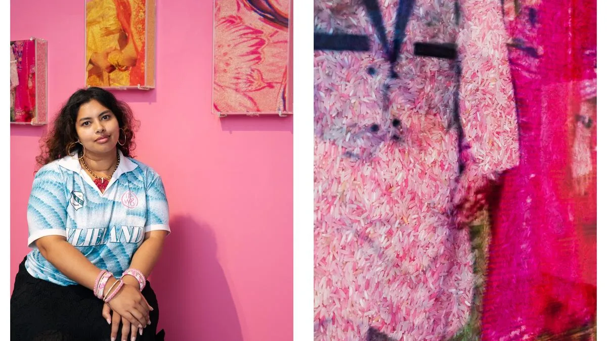 Visual artist Angel Rose turns pink rice into an archive of Indian and Surinamese identity