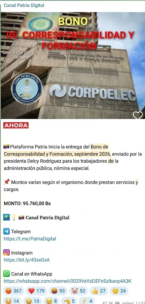 Inician pago del Bono de Corresponsabilidad y Formación correspondiente al mes de septiembre