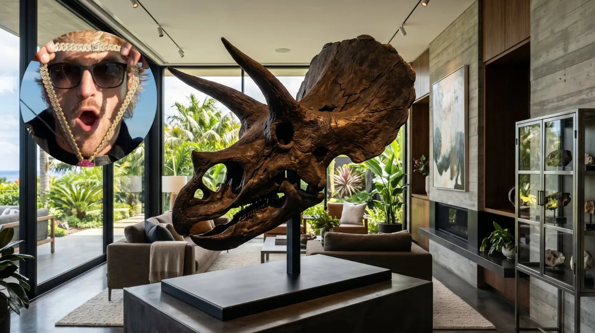 Logan Paul compró en 2023 un cráneo de dinosaurio de 66 millones de años por US$500.000 y aseguró que ya vale US$1.000.000