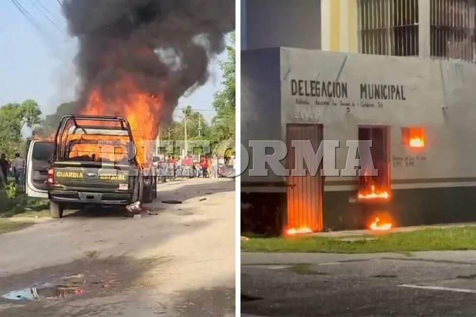 Incendian patrullas en Tabasco por muerte de motociclista