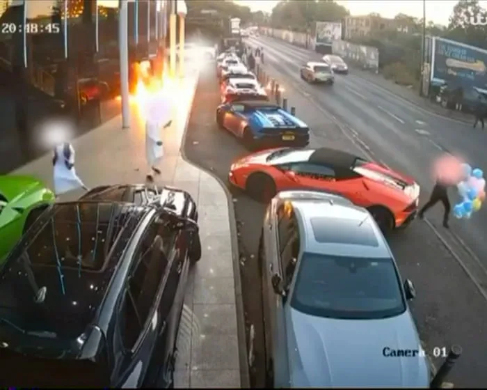 Firebombs thrown at supercars outside Birmingham wedding venue