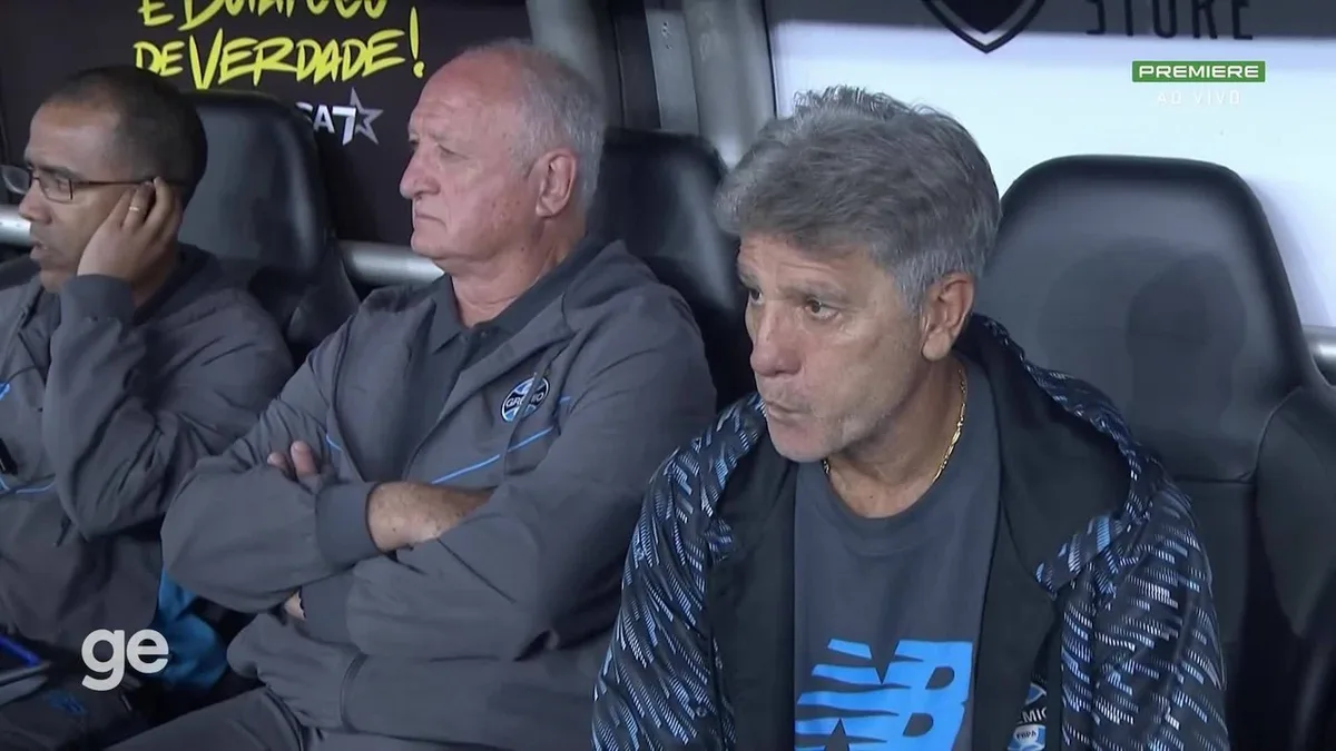 Histórico! Felipão e Renato ficam juntos no banco em jogo do Grêmio; veja vídeo