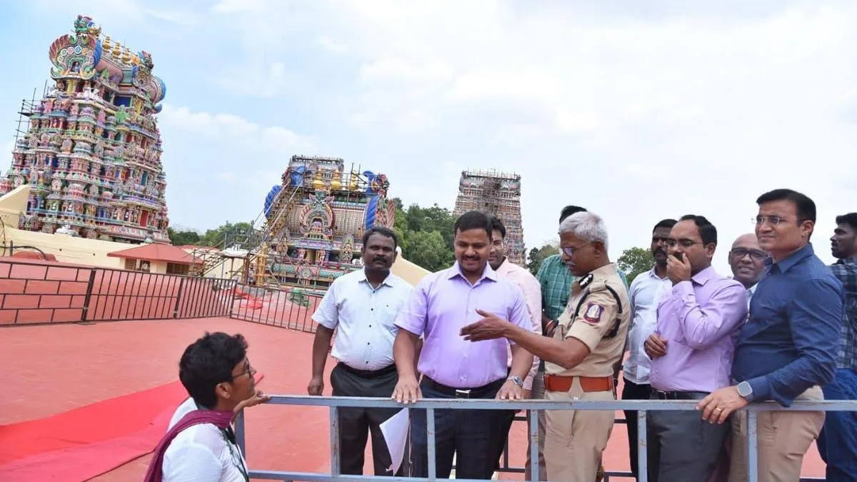 Officials inspect arrangements for Meenakshi Sundareswar Temple consecration