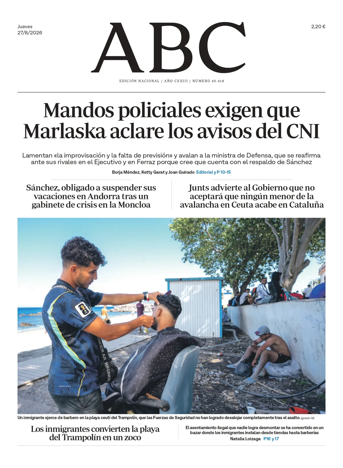 Portadas de la prensa internacional de este jueves 27 de agosto de 2026