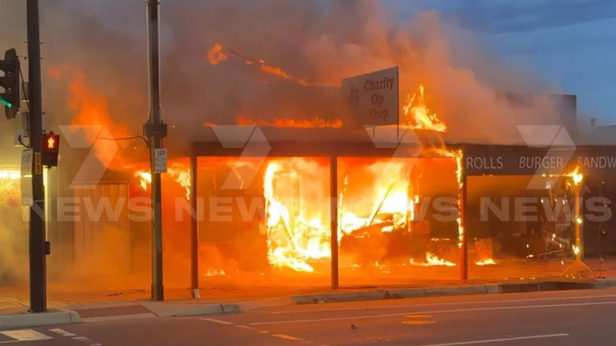 Fire rips through Puddle Jumpers charity store in Adelaide