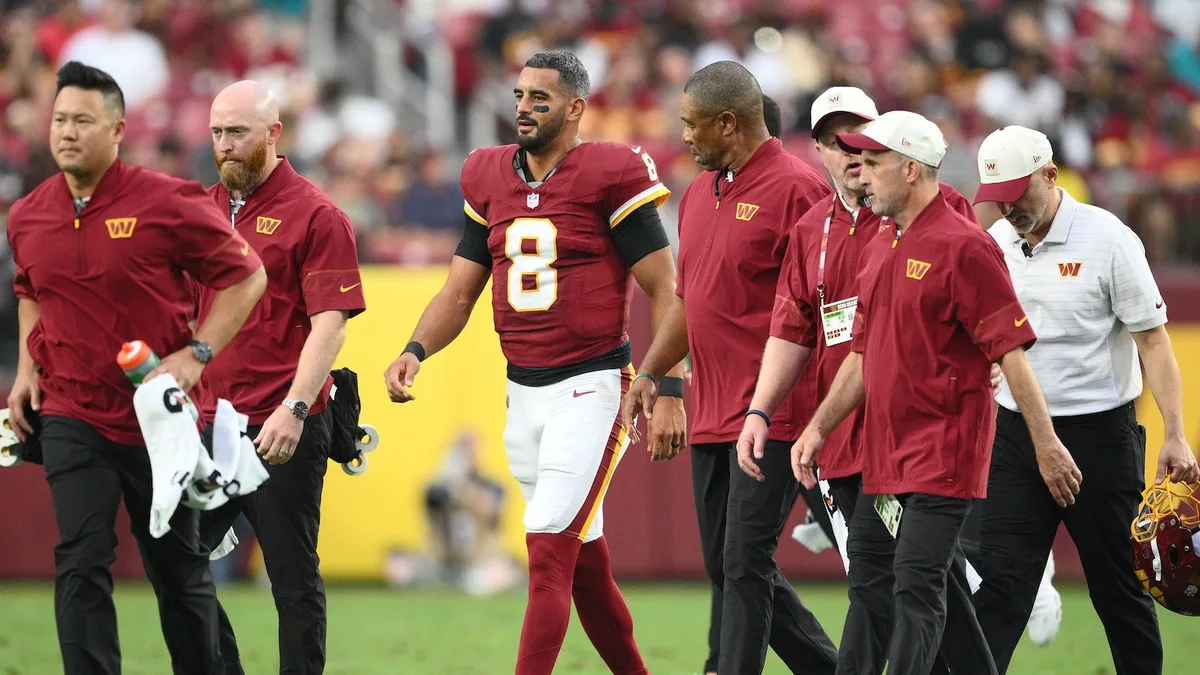 Commanders QB Marcus Mariota has a sprained MCL in his right knee