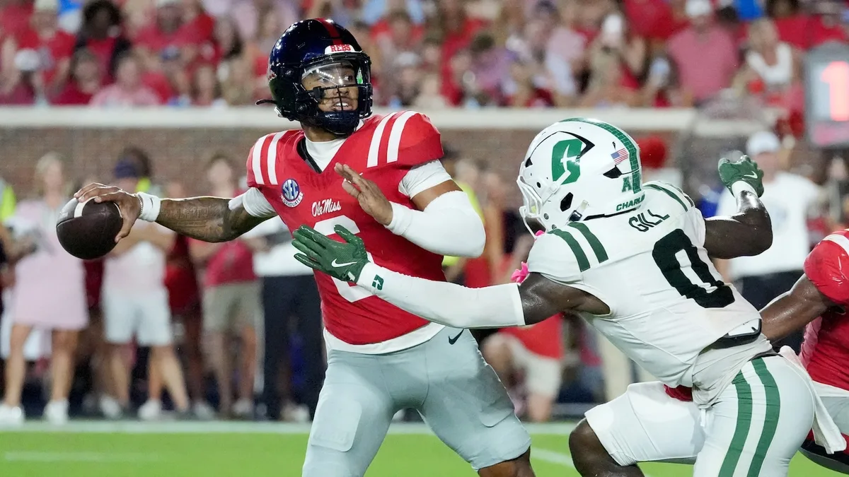 No. 9 Ole Miss rolls past Charlotte 41-9 behind Trinidad Chambliss’ 2 TD passes