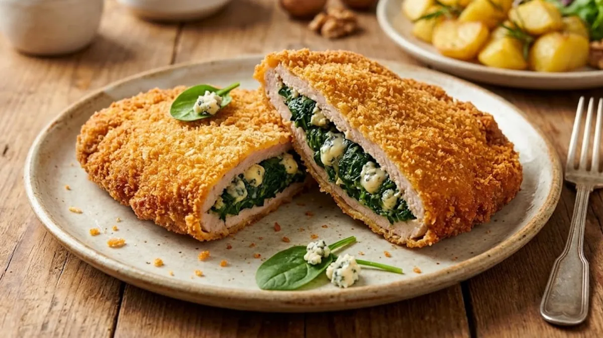 Adiós al jamón y al queso: la receta de milanesa rellena de espinaca y queso azul