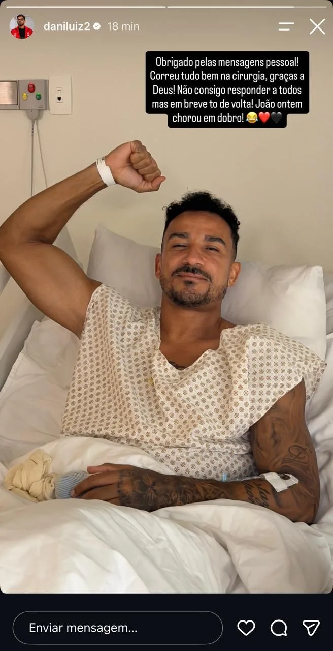 Danilo, do Flamengo, se manifesta após cirurgia e brinca com filho torcedor do Fluminense: "Chorou em dobro"