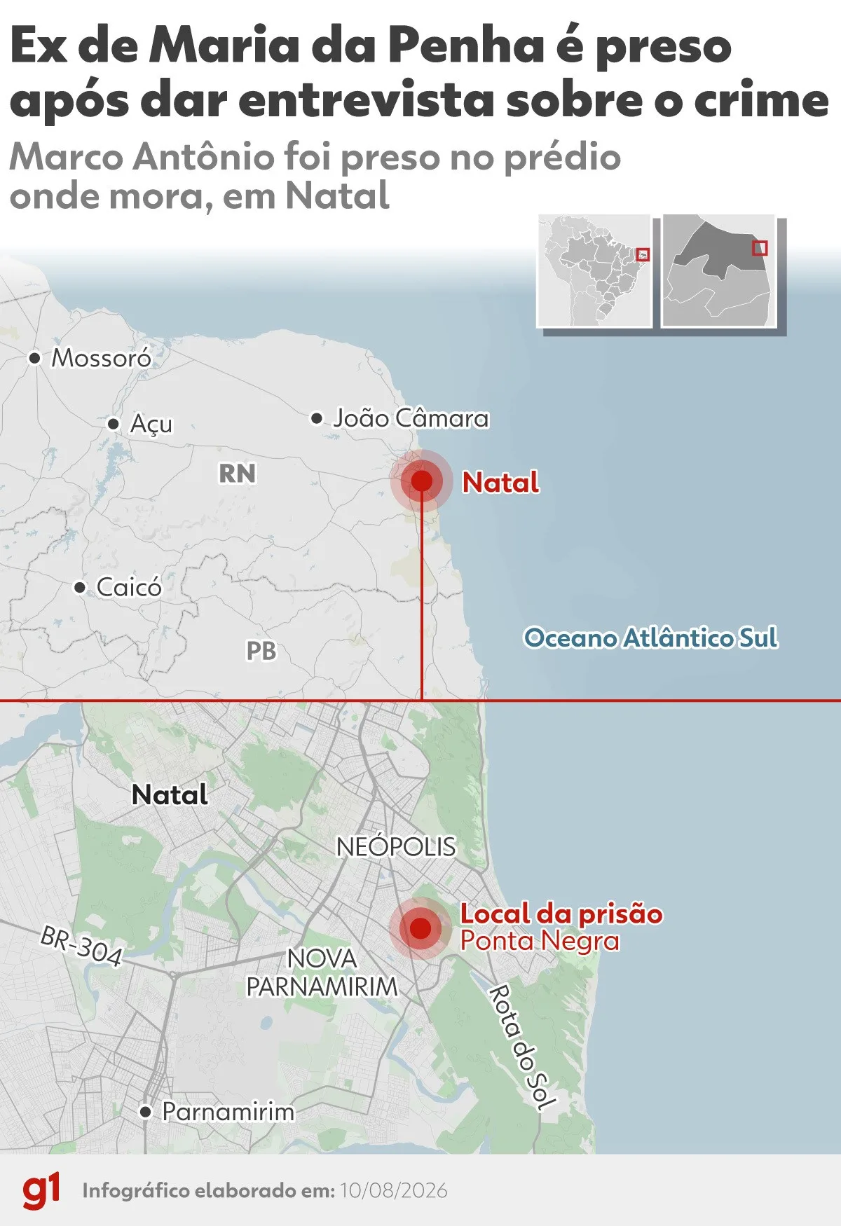 Ex-marido de Maria da Penha tem prisão mantida após audiência de custódia em Natal
